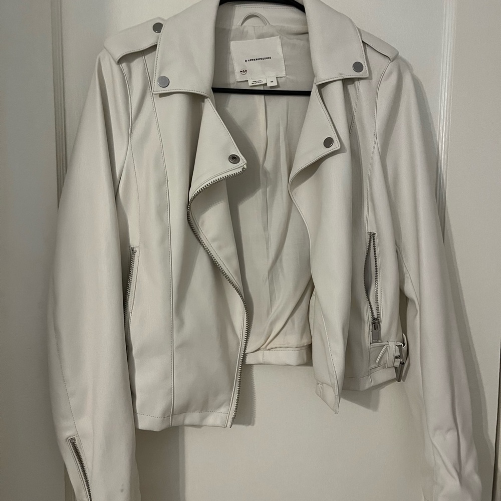 Anthropologie Cream Leather Jacket